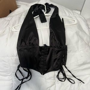 Black backless/tied corset too